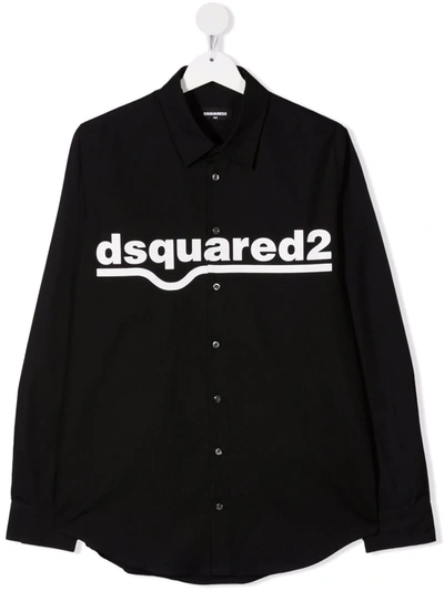 DSQUARED2 TEEN LOGO-PRINT COTTON SHIRT