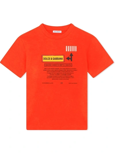 Dolce & Gabbana Kids' T-shirt Arancio In Jersey Di Cotone In Arancione
