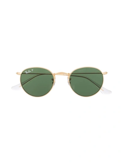 Ray-ban Junior Kids' Tinted Round Frame Sunglasses In Gold