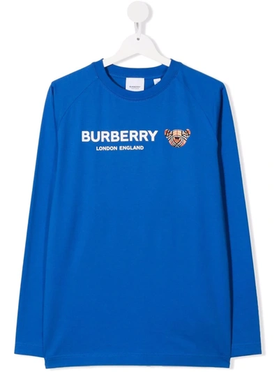 Burberry Teen Thomas Bear-print T-shirt In Blue
