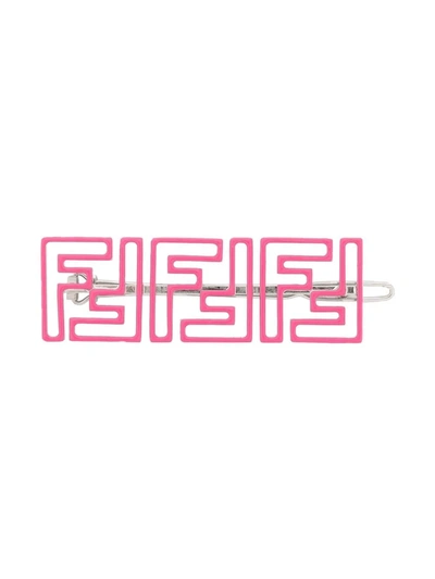 Fendi Kids' Ff-logo Hair Clip In Pink