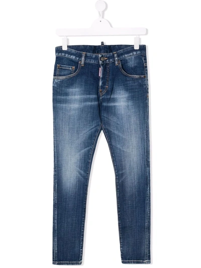 Dsquared2 Teen Mid-rise Slim-fit Jeans In Blue