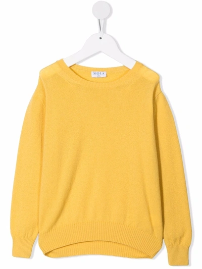 Siola Kids' Fine-knit Cashmere Jumper In Yellow