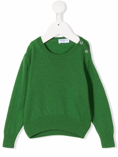 Siola Babies' Crew-neck Cashmere Jumper In Green