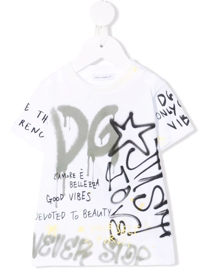 Dolce & Gabbana Babies' Logo-print Short-sleeved T-shirt In White