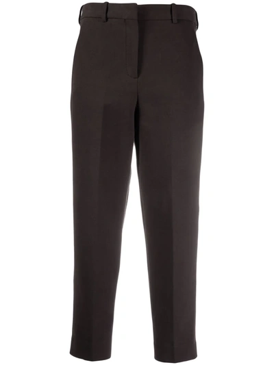 Circolo 1901 Pressed-crease High-rise Cropped Trousers In Brown