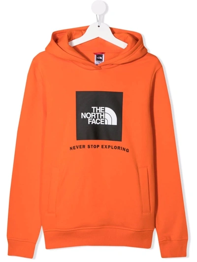 The North Face Kids' Loog Print Cotton Sweatshirt Hoodie In 橙色