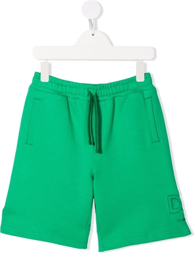 Dolce & Gabbana Kids' Drawstring Track Shorts In Green