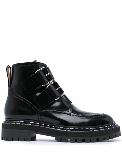 Proenza Schouler Buckle-fastening Lug Sole Boots In 14240 Black