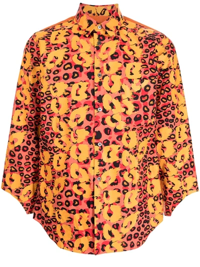 Black Comme Des Garçons X Filip Pagowski Print Cut-out Cuff Shirt In Rot