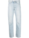 Rag & Bone Maya Frayed High Waist Slim Straight Leg Jeans In Blau