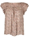 Ulla Johnson Akil Floral-print Ruffled Silk Blouse In Braun