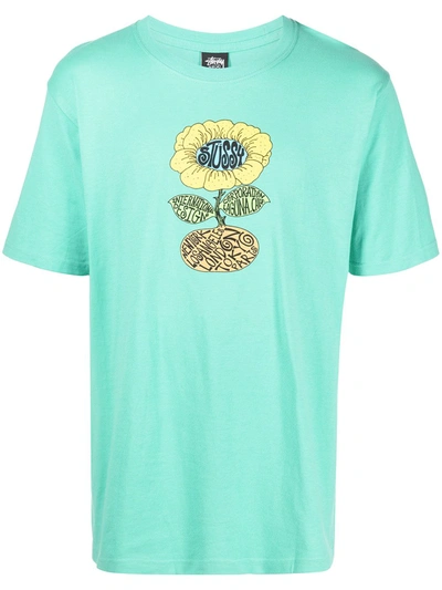 Stussy Sunflower Logo T-shirt In Green