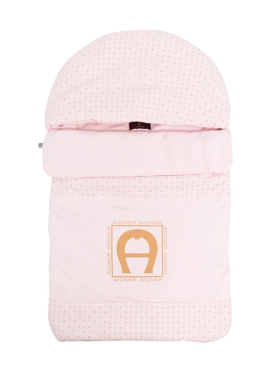 Aigner Logo-print Padded Sleep Bag In Pink