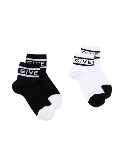 Givenchy Kids' Two Pack Logo Socks In Black