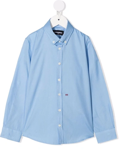 Dsquared2 Button-down Cotton Shirt In Blue