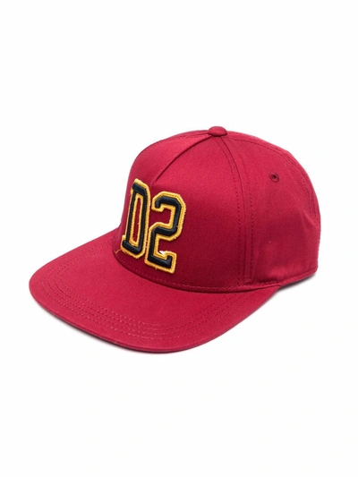 Dsquared2 Kids' Logo-patch Flat Cap In Brick Red