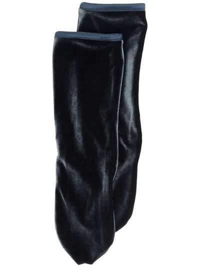 Simone Wild Velvet Ankle Socks In 绿色