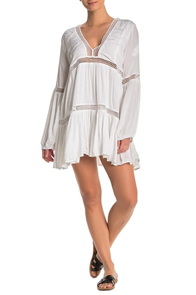 Boho Me Crochet Croched Inset Cover-up Dress In White