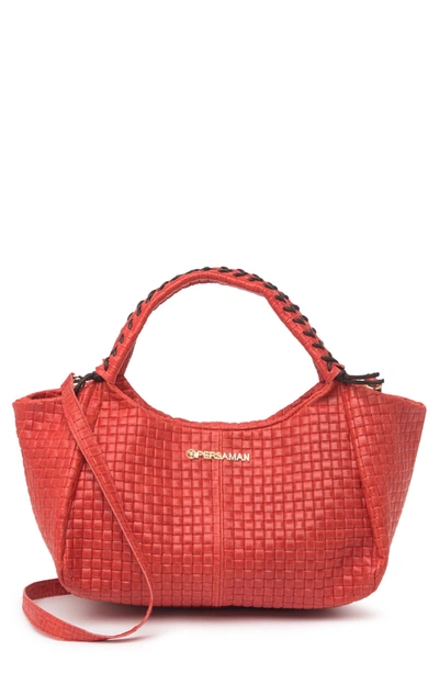 Persaman New York Woven Leather Satchel In Red