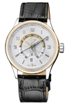 Gevril Gv2 Men's Giromondo Black Leather Swiss Quartz Strap Watch 42 Mm In Black