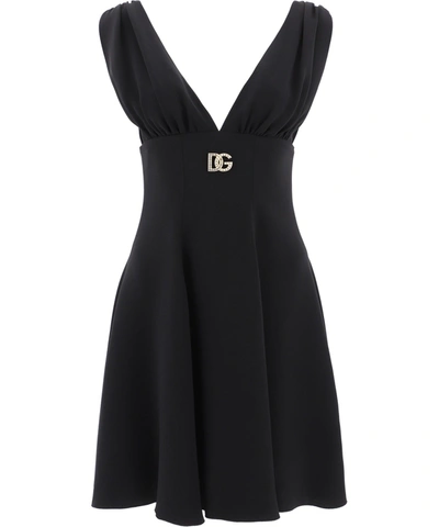 Dolce & Gabbana "dg" Flared Dress In Black  