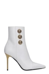 BALMAIN RONI HIGH HEELS ANKLE BOOTS IN WHITE LEATHER,WN1TA522LVIT0FA