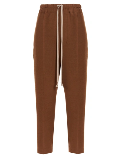 Rick Owens 'drawstring Cropped Astaires' Trousers In Brown