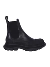 Alexander Mcqueen Leather Ankle Boots In Black