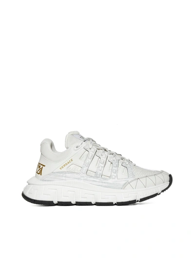 Versace Sneakers In Bianco Oro