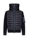Moncler Wool Blend Tricot Down Jacket In Blu