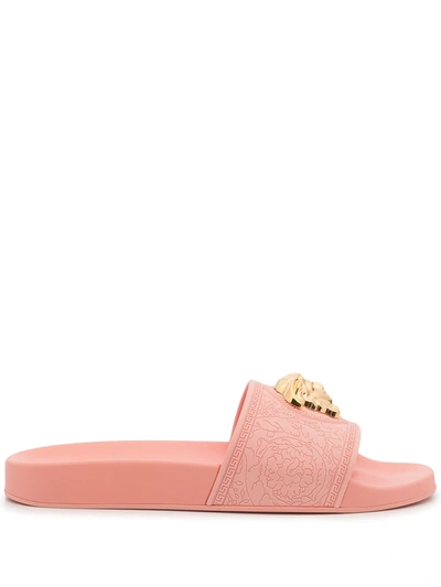 Versace Medusa-plaque Open-toe Slides In Rosa