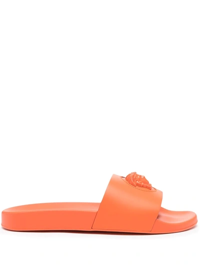 Versace Orange 'la Medusa' Slides