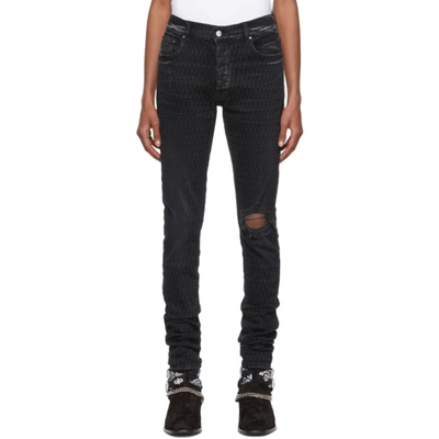 Amiri Distressed Skinny Jeans In Black Cotton