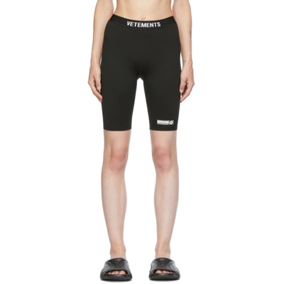 Vetements Logo Waistband Cycling Style Shorts In Black