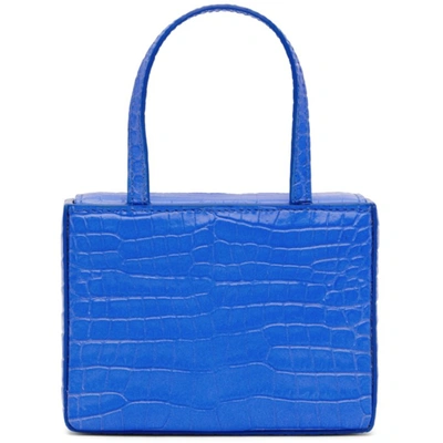 Amina Muaddi Amini Giorgia Croc-embossed Leather Handbag In Fluo Blue