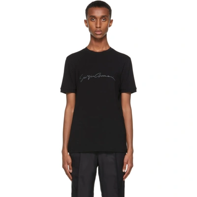 Giorgio Armani Pure Cotton Interlock Signature Logo T-shirt Clothing In Black