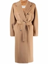 Max Mara Madame Wool And Cashmere Long Belted Coat In Brown