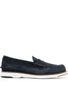 TOD'S MIDNIGHT BLUE PENNY SLOT LOAFERS,EA9150AF-86D8-8BE8-765F-0F88136EDD9C
