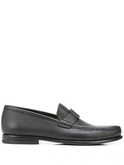 Ferragamo Logo-engraved Leather Loafers In Black