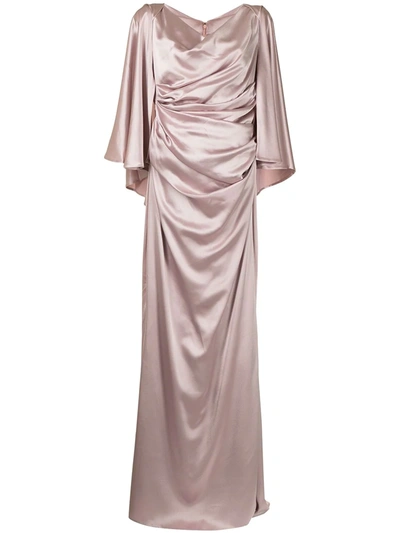 Talbot Runhof Doris Cape-effect Draped Gown In Pink