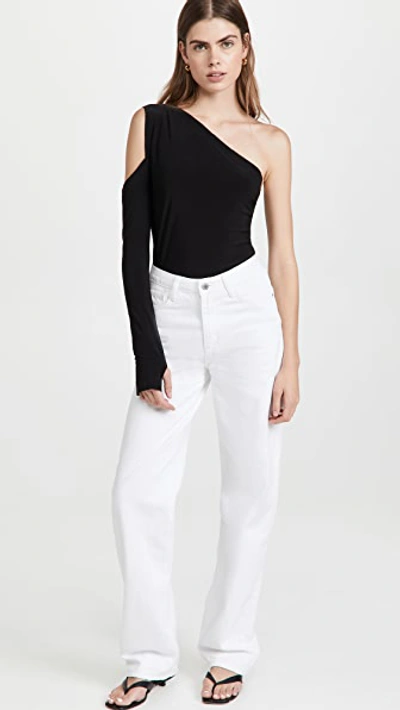 Norma Kamali One Shoulder One Sleeve Top In Black