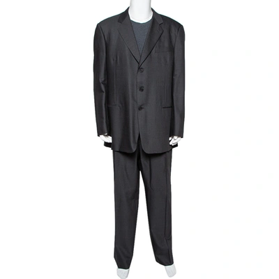 Pre-owned Giorgio Armani Charcoal Grey Wool Suit 5xl