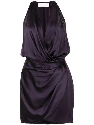 Michelle Mason Halter Mini Dress In Purple