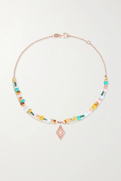 Diane Kordas 14-karat Rose Gold, Enamel, Amber And Diamond Anklet