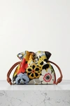 LOEWE FLAMENCO MINI TEXTURED-LEATHER AND SUEDE CLUTCH