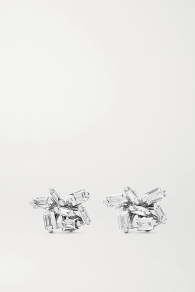 Suzanne Kalan 18-karat White Gold Diamond Earrings