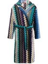 Missoni Giacomo Cotton Zig Zag Multicolor Bathrobe In Blue