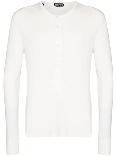 Tom Ford White Henley Long Sleeve T-shirt