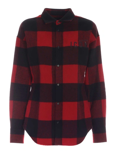Dsquared2 Icon Checked Shirt In Red And Black
